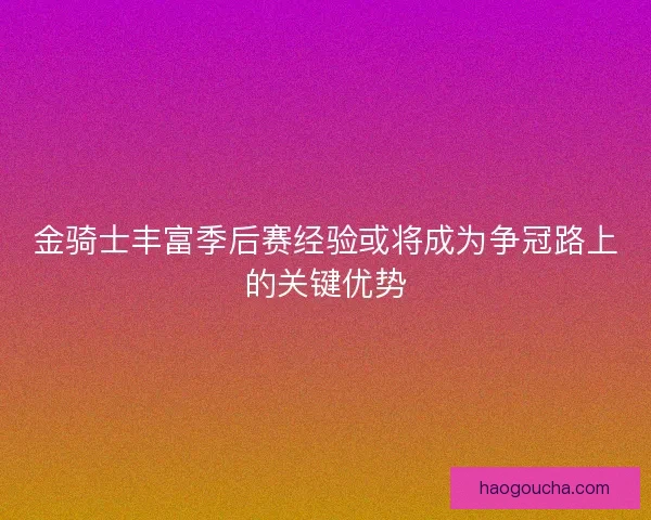 金骑士丰富季后赛经验或将成为争冠路上的关键优势