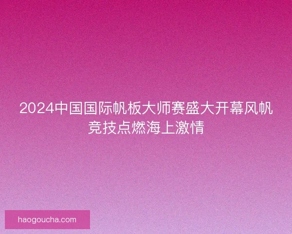 2024中国国际帆板大师赛盛大开幕风帆竞技点燃海上激情